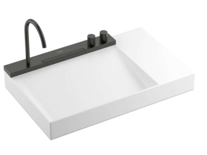 Hansgrohe Avalegra Umývadlo 78x48 cm, s termostatickou batériou a spŕškou, 2 prúdy, bez prepadu, kefovaný čierny chróm 22473340-HG
