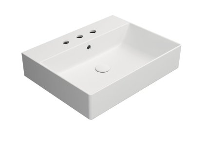 GSI KUBE X COLOR KUBE X keramické umývadlo 60x47cm, brúsená spodná hrana, 3 otvory, biela mat 94319309
