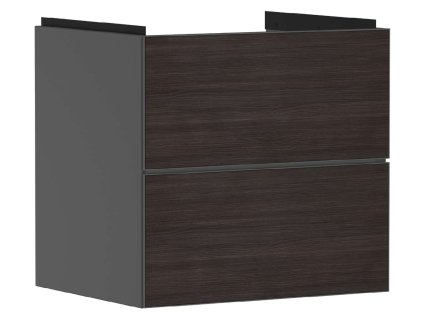 Hansgrohe Xevolos E Umývadlová skrinka 58x58x48 cm, 2 zásuvky, matná sivá/tmavý dub 54177730-HG