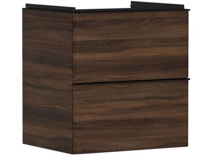 Hansgrohe Xelu Q Umývadlová skrinka, 63x58x50 cm, 2 zásuvky, tmavý orech/matná čierna 54026670-HG
