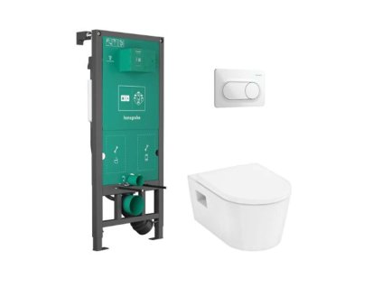 Hansgrohe EluPura Original S Set predstenovej inštalácie, klozetu EluPura Original S a dosky SoftClose, tlačidlo iFrame Original S, biela 60302450-HG