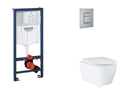 Grohe Rapid SL Set predstenovej inštalácie, klozetu, dosky SoftClose a tlačidla Skate Cosmopolitan, kefovaná nerezová oceľ SANI11BB2124-GR
