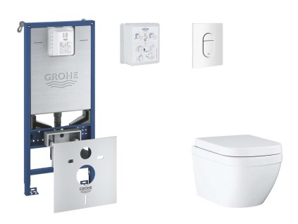 Grohe Rapid SLX Set predstenovej inštalácie, klozetu, dosky SoftClose a tlačidla Arena Cosmopolitan, Triple Vortex, alpská biela SANI11BB3106-GR