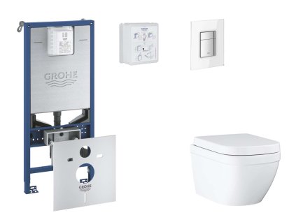 Grohe Rapid SLX Set predstenovej inštalácie, klozetu, dosky SoftClose a tlačidla Skate Cosmopolitan, Triple Vortex, Moon White SANI11BB3107-GR