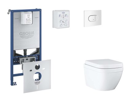 Grohe Rapid SLX Set predstenovej inštalácie, klozetu, dosky SoftClose a tlačidla Arena Cosmopolitan, Triple Vortex, alpská biela SANI11BB3108-GR