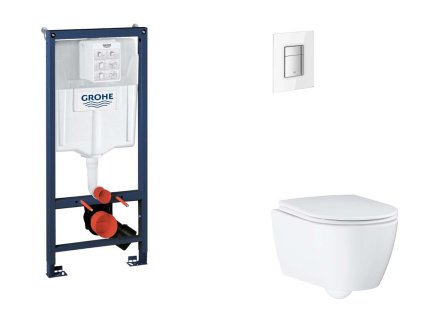 Grohe Rapid SL Set predstenovej inštalácie, klozetu, dosky SoftClose a tlačidla Skate Cosmopolitan, Moon White SANI11BB3131-GR