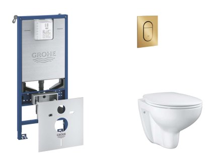 Grohe Rapid SLX Set predstenovej inštalácie, klozetu, dosky SoftClose a tlačidla Arena Cosmopolitan S, kefovaný Cool Sunrise SANI11BB4104-GR