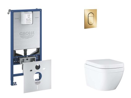 Grohe Rapid SLX Set predstenovej inštalácie, klozetu, dosky SoftClose a tlačidla Arena Cosmopolitan S, Triple Vortex, Cool Sunrise SANI11BB4110-GR