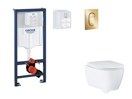 Grohe Rapid SL Set predstenovej inštalácie, klozetu, dosky SoftClose a tlačidla Arena Cosmopolitan S, Cool Sunrise SANI11BB4140-GR