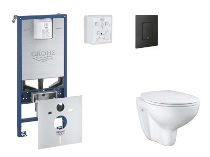 Grohe Rapid SLX Set predstenovej inštalácie, klozetu, dosky SoftClose a tlačidla Even, phantom black SANI11BB5101-GR
