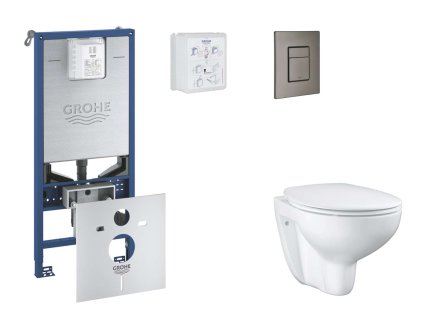 Grohe Rapid SLX Set predstenovej inštalácie, klozetu, dosky SoftClose a tlačidla Skate Cosmopolitan, kefovaný Hard Graphite SANI11BB5102-GR