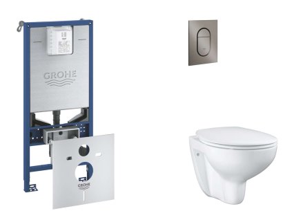 Grohe Rapid SLX Set predstenovej inštalácie, klozetu, dosky SoftClose a tlačidla Arena Cosmopolitan S, kefovaný Hard Graphite SANI11BB5103-GR