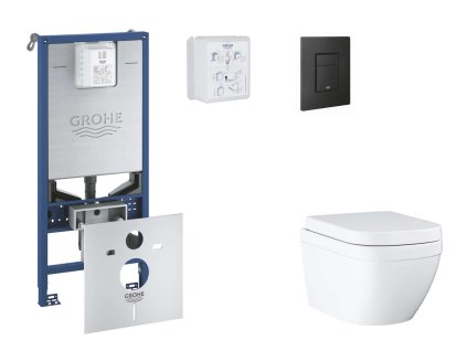 Grohe Rapid SLX Set predstenovej inštalácie, klozetu, dosky SoftClose a tlačidla Even, Triple Vortex, phantom black SANI11BB5104-GR