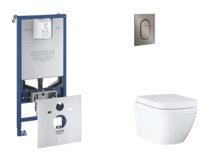 Grohe Rapid SLX Set predstenovej inštalácie, klozetu, dosky SoftClose a tlačidla Arena Cosmopolitan S, Triple Vortex, kefovaný Hard Graphite SANI11BB5106-GR