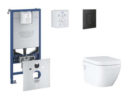 Grohe Rapid SLX Set predstenovej inštalácie, klozetu, dosky SoftClose a tlačidla Even, phantom black SANI11BB5107-GR