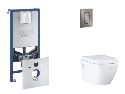 Grohe Rapid SLX Set predstenovej inštalácie, klozetu, dosky SoftClose a tlačidla Arena Cosmopolitan S, kefovaný Hard Graphite SANI11BB5109-GR