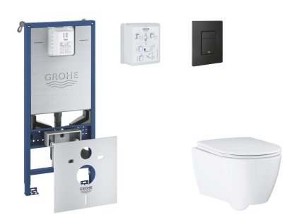 Grohe Rapid SLX Set predstenovej inštalácie, klozetu, dosky SoftClose a tlačidla Even, phantom black SANI11BB5110-GR