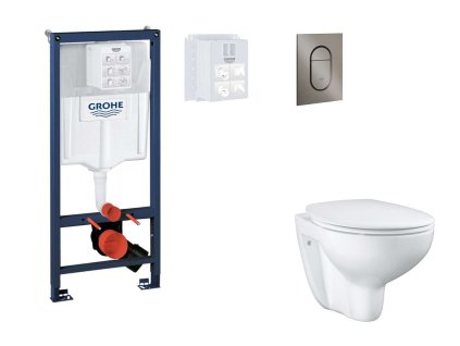 Grohe Rapid SL Set predstenovej inštalácie, klozetu, dosky SoftClose a tlačidla Arena Cosmopolitan S, kefovaný Hard Graphite SANI11BB5115-GR
