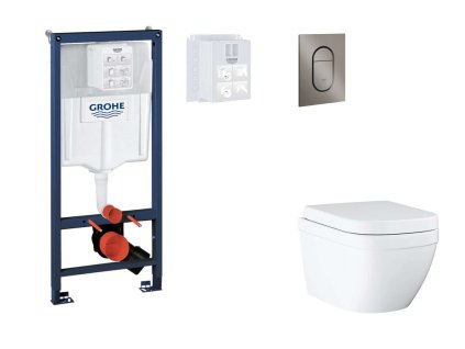 Grohe Rapid SL Set predstenovej inštalácie, klozetu, dosky SoftClose a tlačidla Arena Cosmopolitan S, Triple Vortex, kefovaný Hard Graphite SANI11BB5118-GR