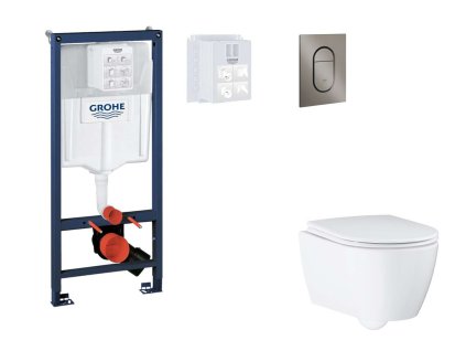 Grohe Rapid SL Set predstenovej inštalácie, klozetu, dosky SoftClose a tlačidla Arena Cosmopolitan S, kefovaný Hard Graphite SANI11BB5124-GR