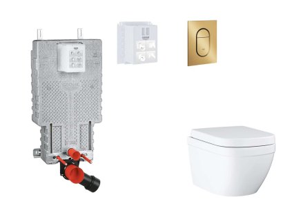 Grohe Uniset Set predstenovej inštalácie, klozetu, dosky SoftClose a tlačidla Arena Cosmopolitan S, Triple Vortex, kefovaný Cool Sunrise SANI15BB4109-GR