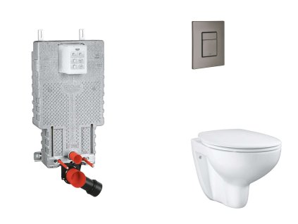 Grohe Uniset Set predstenovej inštalácie, klozetu, dosky SoftClose a tlačidla Skate Cosmopolitan, kefovaný Hard Graphite SANI15BB5102-GR