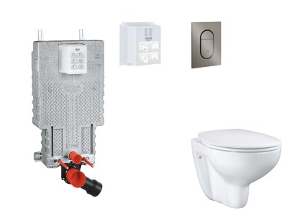Grohe Uniset Set predstenovej inštalácie, klozetu, dosky SoftClose a tlačidla Arena Cosmopolitan S, kefovaný Hard Graphite SANI15BB5103-GR