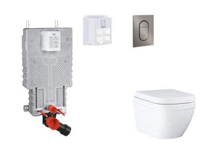 Grohe Uniset Set predstenovej inštalácie, klozetu, dosky SoftClose a tlačidla Arena Cosmopolitan S, Triple Vortex, kefovaný Hard Graphite SANI15BB5106-GR