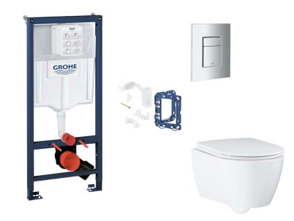 Grohe Rapid SL Set predstenovej inštalácie, klozetu, dosky SoftClose, tlačidla Skate Cosmopolitan a súpravy na vhadzovanie tabliet, matný chróm SANI11BB2140-GR