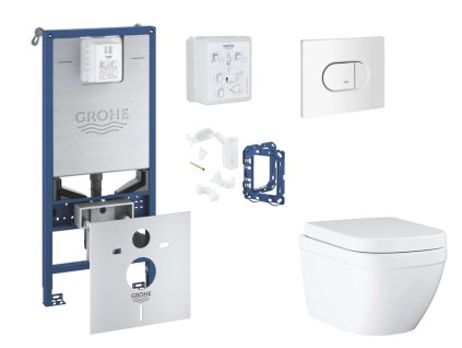 Grohe Rapid SLX Set predstenovej inštalácie, klozetu, dosky SoftClose, tlačidla Arena Cosmopolitan a súpravy na vhadzovanie tabliet, Triple Vortex, alpská biela SANI11BB3138-GR