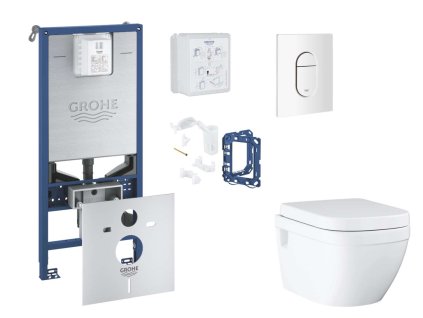 Grohe Rapid SLX Set predstenovej inštalácie, klozetu, dosky SoftClose, tlačidla Arena Cosmopolitan a súpravy na vhadzovanie tabliet, alpská biela SANI11BB3140-GR