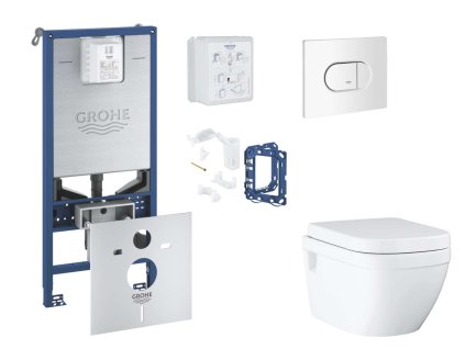 Grohe Rapid SLX Set predstenovej inštalácie, klozetu, dosky SoftClose, tlačidla Arena Cosmopolitan a súpravy na vhadzovanie tabliet, alpská biela SANI11BB3141-GR