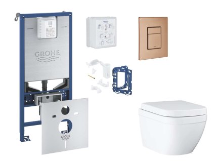 Grohe Rapid SLX Set predstenovej inštalácie, klozetu, dosky SoftClose, tlačidla Skate Cosmopolitan a súpravy na vhadzovanie tabliet, Triple Vortex, kefovaný Warm Sunset SANI11BB4146-GR