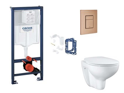 Grohe Rapid SL Set predstenovej inštalácie, klozetu, dosky SoftClose, tlačidla Skate Cosmopolitan a súpravy na vhadzovanie tabliet, kefovaný Warm Sunset SANI11BB4155-GR