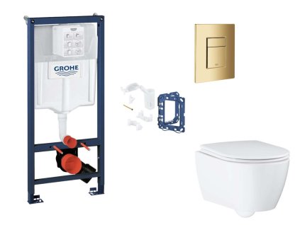 Grohe Rapid SL Set predstenovej inštalácie, klozetu, dosky SoftClose, tlačidla Skate Cosmopolitan a súpravy na vhadzovanie tabliet, Cool Sunrise SANI11BB4163-GR