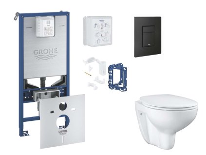 Grohe Rapid SLX Set predstenovej inštalácie, klozetu, dosky SoftClose, tlačidla Even a súpravy na vhadzovanie tabliet, phantom black SANI11BB5125-GR