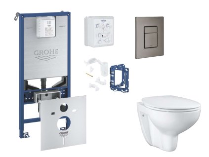 Grohe Rapid SLX Set predstenovej inštalácie, klozetu, dosky SoftClose, tlačidla Skate Cosmopolitan a súpravy na vhadzovanie tabliet, kefovaný Hard Graphite SANI11BB5126-GR