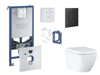Grohe Rapid SLX Set predstenovej inštalácie, klozetu, dosky SoftClose, tlačidla Even a súpravy na vhadzovanie tabliet, Triple Vortex, phantom black SANI11BB5127-GR