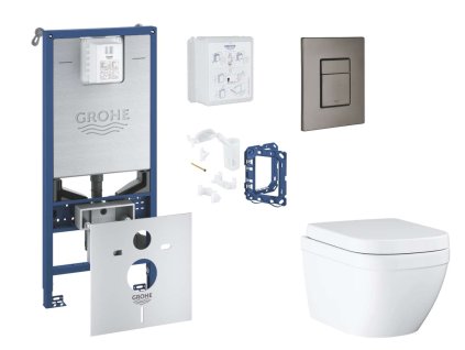 Grohe Rapid SLX Set predstenovej inštalácie, klozetu, dosky SoftClose, tlačidla Skate Cosmopolitan a súpravy na vhadzovanie tabliet, Triple Vortex, kefovaný Hard Graphite SANI11BB5128-GR