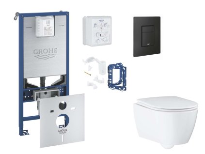 Grohe Rapid SLX Set predstenovej inštalácie, klozetu, dosky SoftClose, tlačidla Even a súpravy na vhadzovanie tabliet, phantom black SANI11BB5131-GR