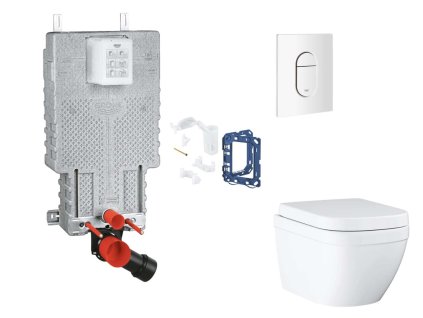 Grohe Uniset Set predstenovej inštalácie, klozetu, dosky SoftClose, tlačidla Arena Cosmopolitan a súpravy na vhadzovanie tabliet, Triple Vortex, alpská biela SANI15BB3121-GR