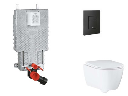 Grohe Uniset Set predstenovej inštalácie, klozetu, dosky SoftClose a tlačidla Even, phantom black SANI15BB5110-GR