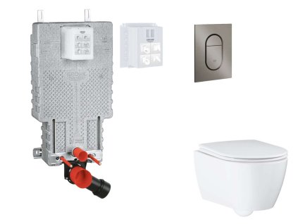 Grohe Uniset Set predstenovej inštalácie, klozetu, dosky SoftClose a tlačidla Arena Cosmopolitan S, kefovaný Hard Graphite SANI15BB5112-GR