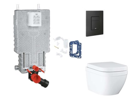 Grohe Uniset Set predstenovej inštalácie, klozetu, dosky SoftClose, tlačidla Even a súpravy na vhadzovanie tabliet, Triple Vortex, phantom black SANI15BB5115-GR