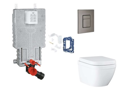 Grohe Uniset Set predstenovej inštalácie, klozetu, dosky SoftClose, tlačidla Skate Cosmopolitan a súpravy na vhadzovanie tabliet Triple Vortex, kefovaný Hard Graphite SANI15BB5116-GR
