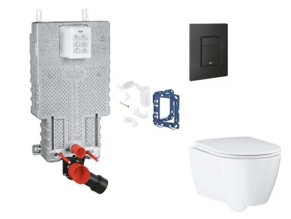 Grohe Uniset Set predstenovej inštalácie, klozetu, dosky SoftClose, tlačidla Even a súpravy na vhadzovanie tabliet, phantom black SANI15BB5119-GR