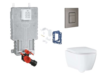 Grohe Uniset Set predstenovej inštalácie, klozetu, dosky SoftClose, tlačidla Skate Cosmopolitan a súpravy na vhadzovanie tabliet, kefovaný Hard Graphite SANI15BB5120-GR