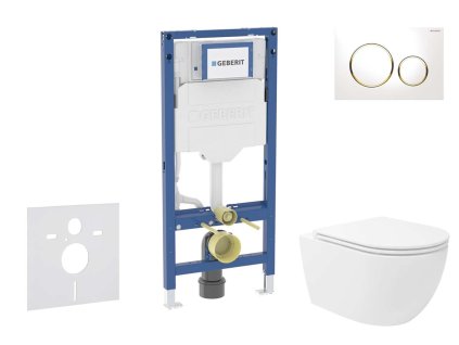 Geberit Duofix Set predstenovej inštalácie, klozetu Oudee Vortex a dosky softclose, tlačidlo Sigma20, biela/pozlátená SANI11CA3187B