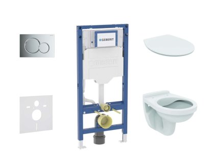 Geberit Duofix Set predstenovej inštalácie, klozetu Alpha a dosky softclose, tlačidlo Sigma01, lesklý chróm SANI11CD1101