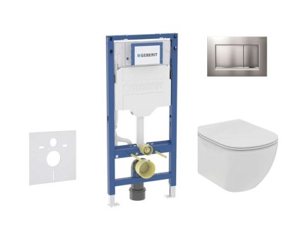 Geberit Duofix Set predstenovej inštalácie, klozetu Tesi a dosky softclose, tlačidlo Sigma20, matný chróm/chróm SANI11CD2114